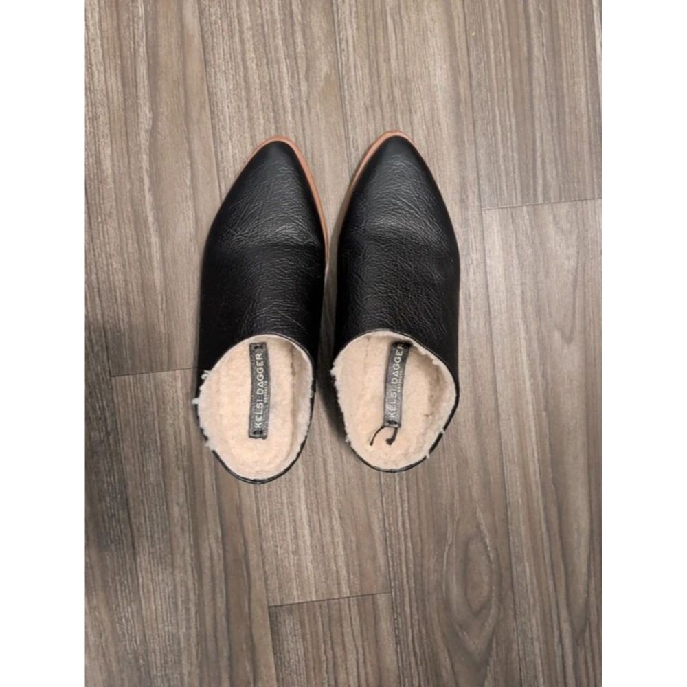 Kelsi Dagger Brooklyn Sail black leather shearling mules size 7.5 - Picture 10 of 10